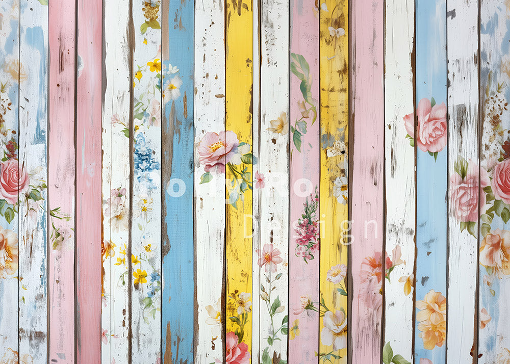 Avezano Colorful Fence And Flower Decoration Photography Backdrop Designed By Polly Ro Design