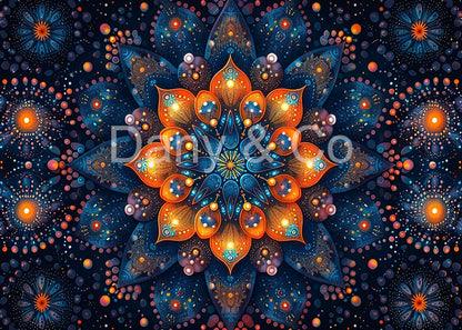 Avezano Flower Blue Lamp Backdrop Designed By Danyelle Pinnington