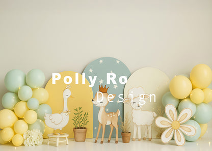 Avezano Animal Arch and Balloon Photography Backdrop Designed By Polly Ro Design