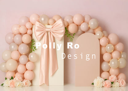 Avezano Pink Bow Arch Balloon Party Backdrop Designed By Polly Ro Design