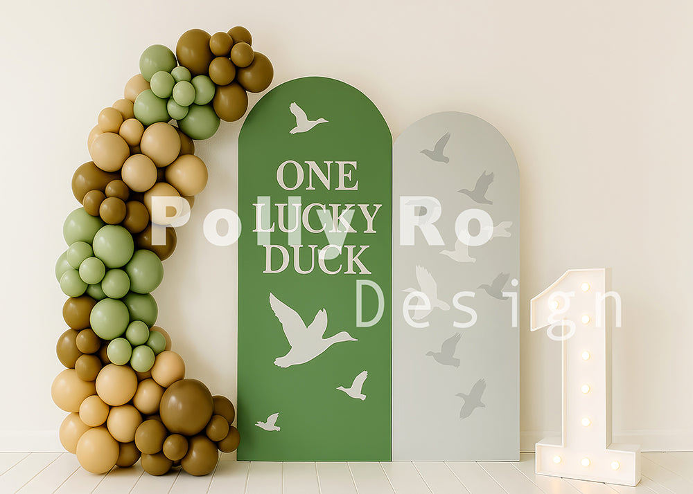 Avezano ONE LUCKY DUCK Birthday Photography Backdrop Designed By Polly Ro Design