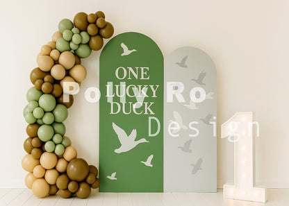 Avezano ONE LUCKY DUCK Birthday Photography Backdrop Designed By Polly Ro Design