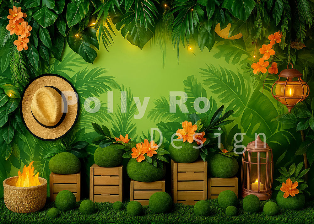 Avezano Tropical Jungle Summer Photography Backdrop Designed By Polly Ro Design