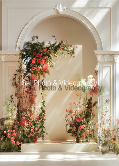 Avezano White Wall and Red Roses Wedding Backdrop Designed By Sai photo & videography