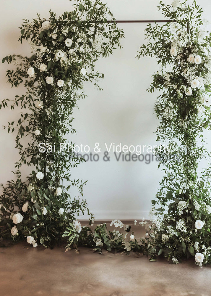 Avezano White Flowers and Greenery Arch Wedding Backdrop Designed By Sai photo & videography