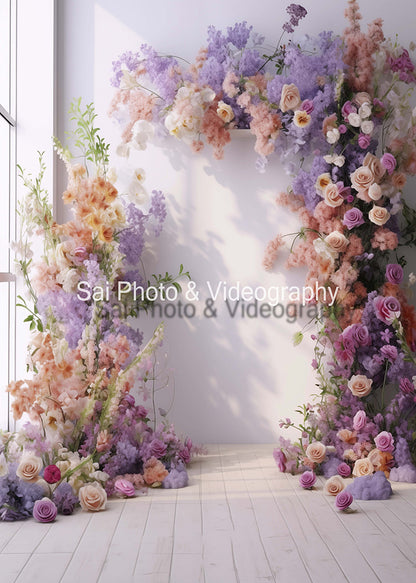 Toile de fond pour photographie d'arche et de fleurs roses d'Avezano conçue par Sai photo &amp; videography 