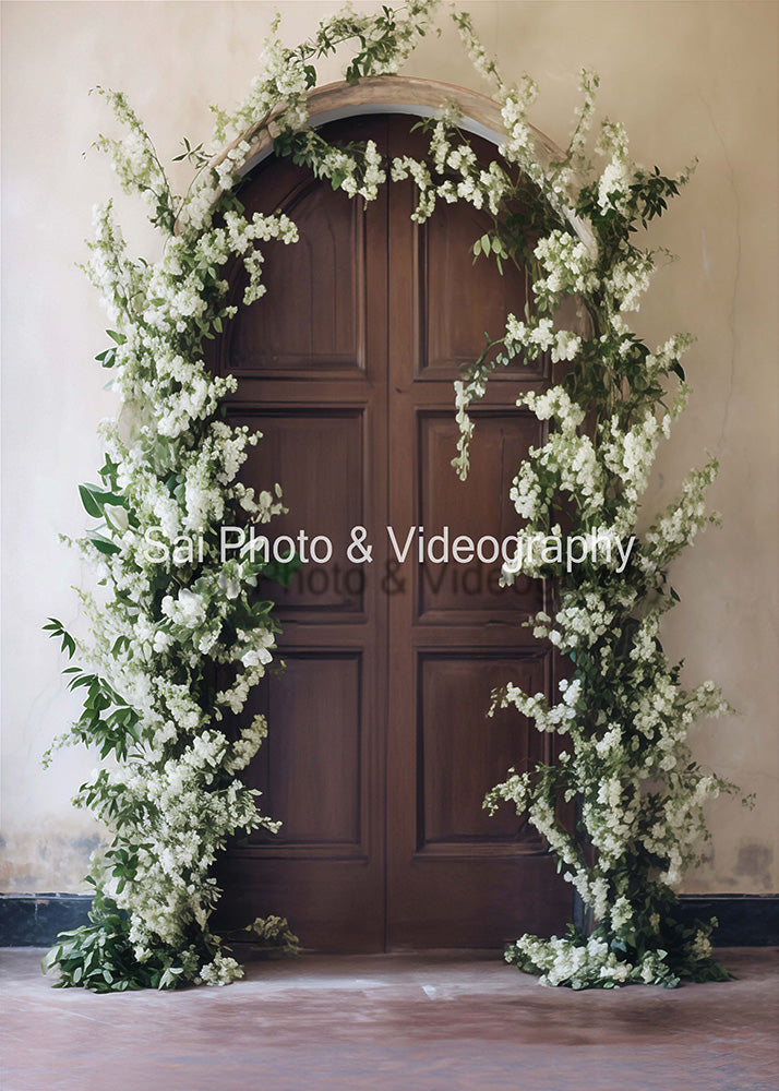 Avezano Wooden Door and Flowers Wedding Backdrop Designed By Sai photo & videography