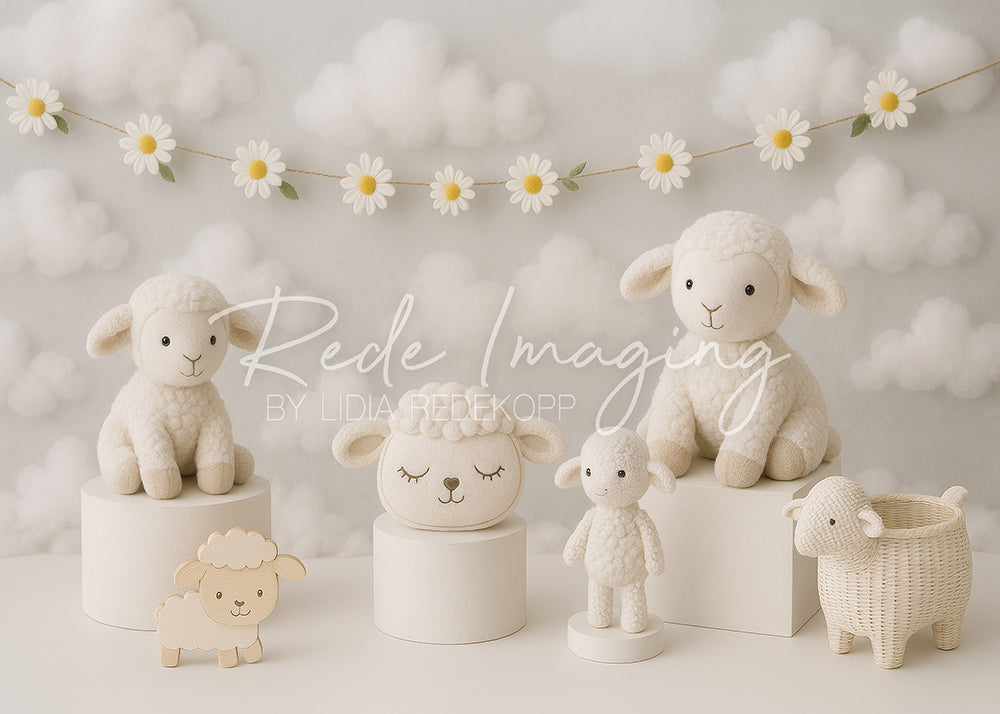 Avezano Sheep Cloudland Photography Backdrop Designed By Lidia Redekopp