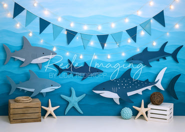 Avezano Shark and Ocean Elements Photography Backdrop Designed By Lidia Redekopp