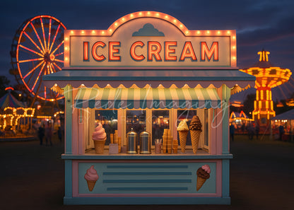 Avezano Neon Ice Cream Stand at Night Photography Backdrop Designed By Lidia Redekopp