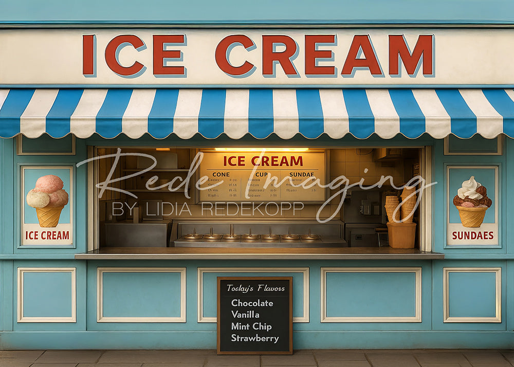 Avezano Classic Ice Cream Shop Photography Backdrop Designed By Lidia Redekopp