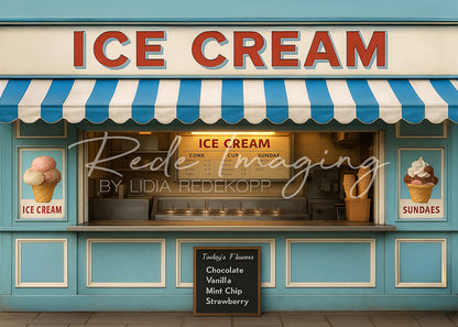Avezano Classic Ice Cream Shop Photography Backdrop Designed By Lidia Redekopp