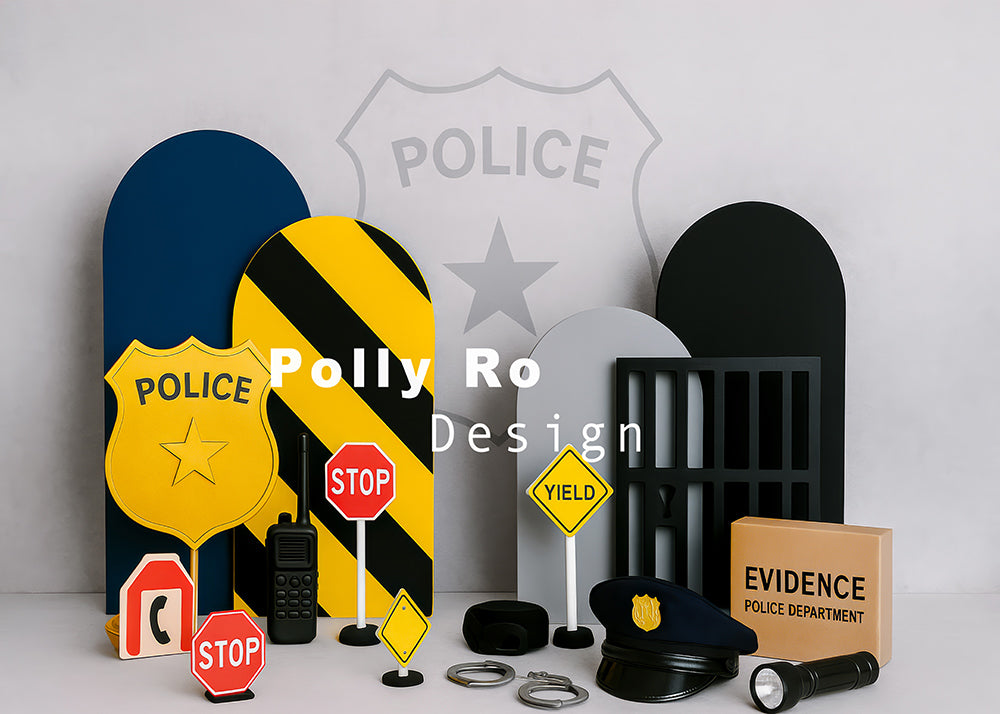 Avezano Police Themed Arch Photography Backdrop Designed By Polly Ro Design