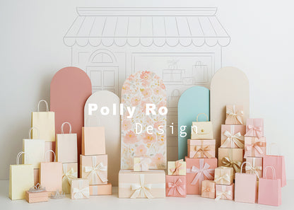 Avezano Shopping Themed Arch Photography Backdrop Designed By Polly Ro Design