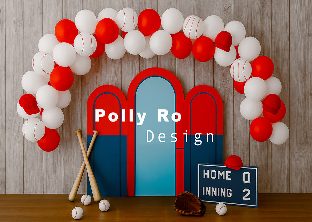Avezano Baseball Themed Arch Photography Backdrop Designed By Polly Ro Design