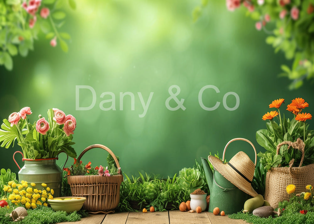 Avezano Fresh Green Garden Tools Backdrop Designed By Danyelle Pinnington