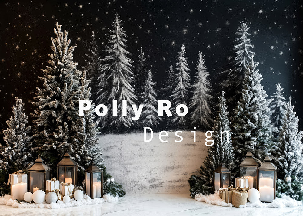 Avezano Snowy Forest Christmas Photography Backdrop Designed By Polly