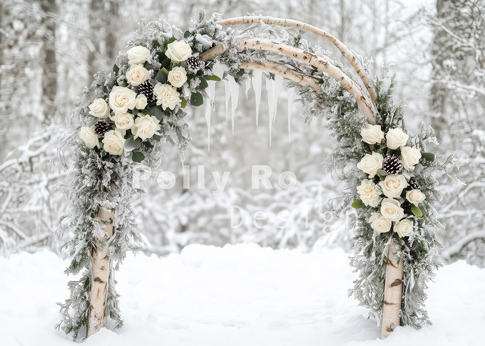Avezano Winter Floral Arch Photography Backdrop Designed By Polly Ro Design