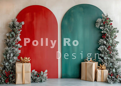 Avezano Christmas Arch and Gifts Photography Backdrop Designed By Polly Ro Design
