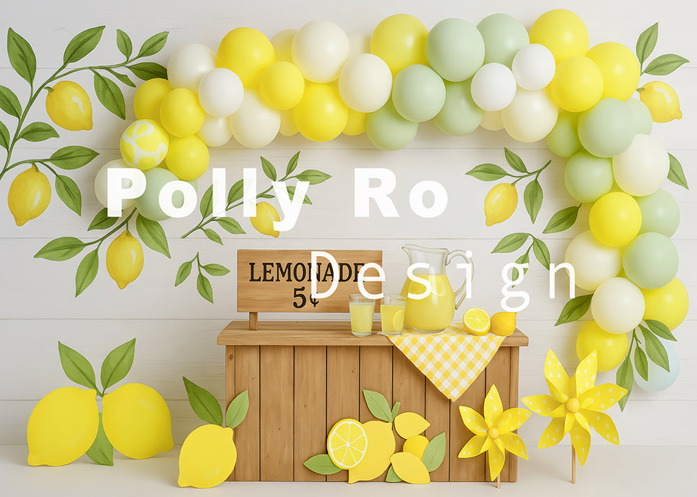 Avezano Lemonade Stand Balloon Arch Photography Backdrop Designed By Polly Ro Design