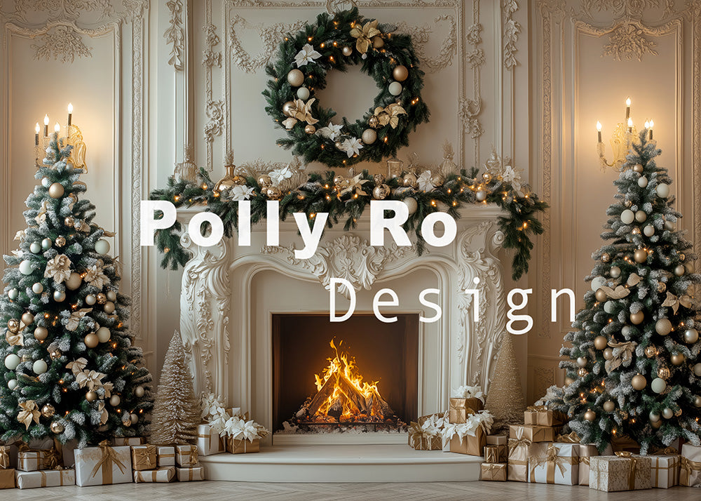 Avezano Luxe Christmas Fireplace Scene Backdrop Designed By Polly Ro D