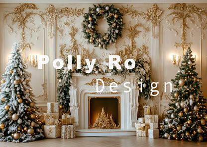 Avezano Ornate Gold Trimmed Christmas Backdrop Designed By Polly Ro Design