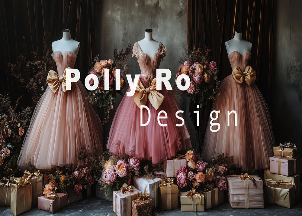 Avezano Pink Gown Mannequin Floral Backdrop Designed By Polly Ro Design