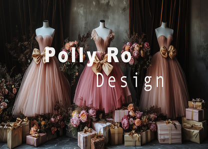 Avezano Pink Gown Mannequin Floral Backdrop Designed By Polly Ro Design