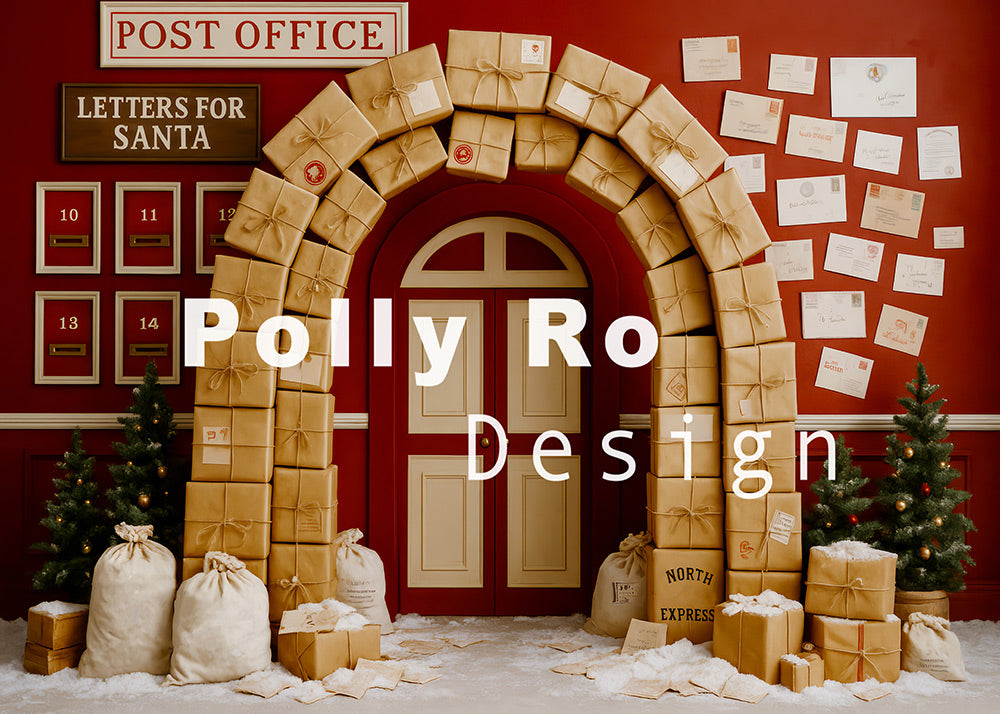 Avezano  Santa Post Office Package Arch Backdrop Designed By Polly Ro Design