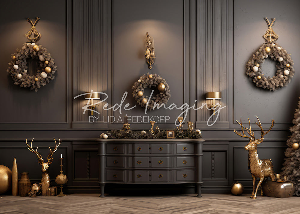 Avezano Luxury Christmas Wreath Photography Backdrop Designed By Lidia Redekopp