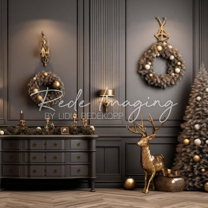 Avezano Luxury Christmas Wreath Photography Backdrop Designed By Lidia Redekopp