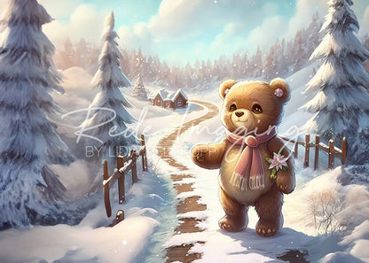 Avezano Winter Teddy Bear Photography Backdrop Designed By Lidia Redekopp