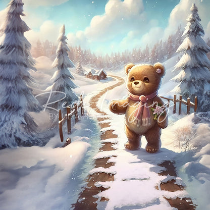 Avezano Winter Teddy Bear Photography Backdrop Designed By Lidia Redekopp