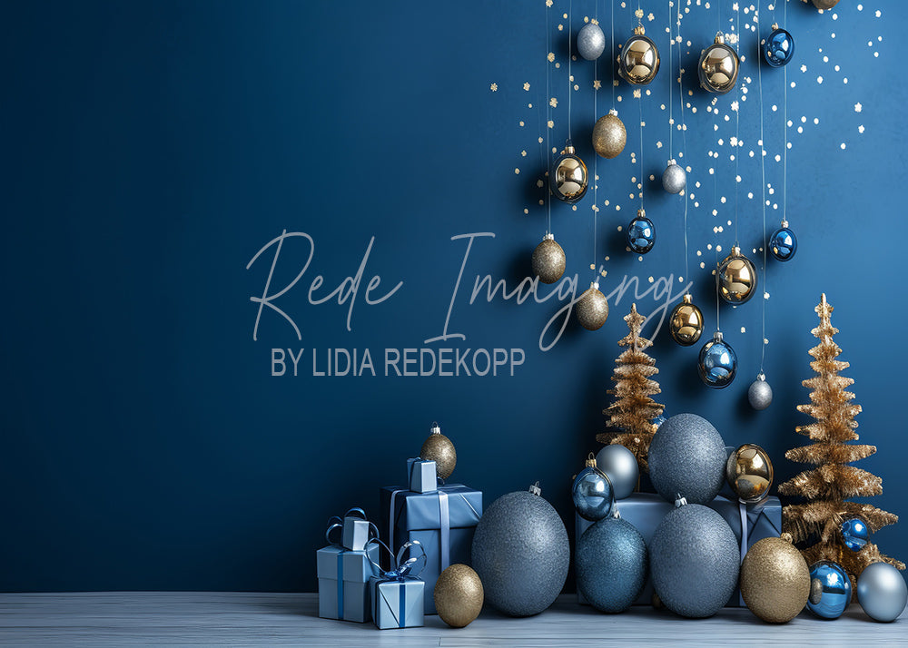 Avezano Blue Toned Christmas Ornament Photography Backdrop Designed By Lidia Redekopp