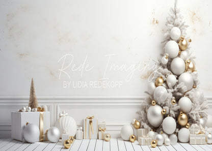 Avezano Minimalist White Christmas Tree Photography Backdrop Designed By Lidia Redekopp