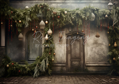 Avezano Vintage Christmas Doorway Photography Backdrop Designed By Lidia Redekopp