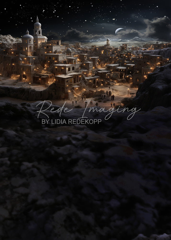 Avezano Magical Night Sky Village Photography Backdrop Designed By Lidia Redekopp