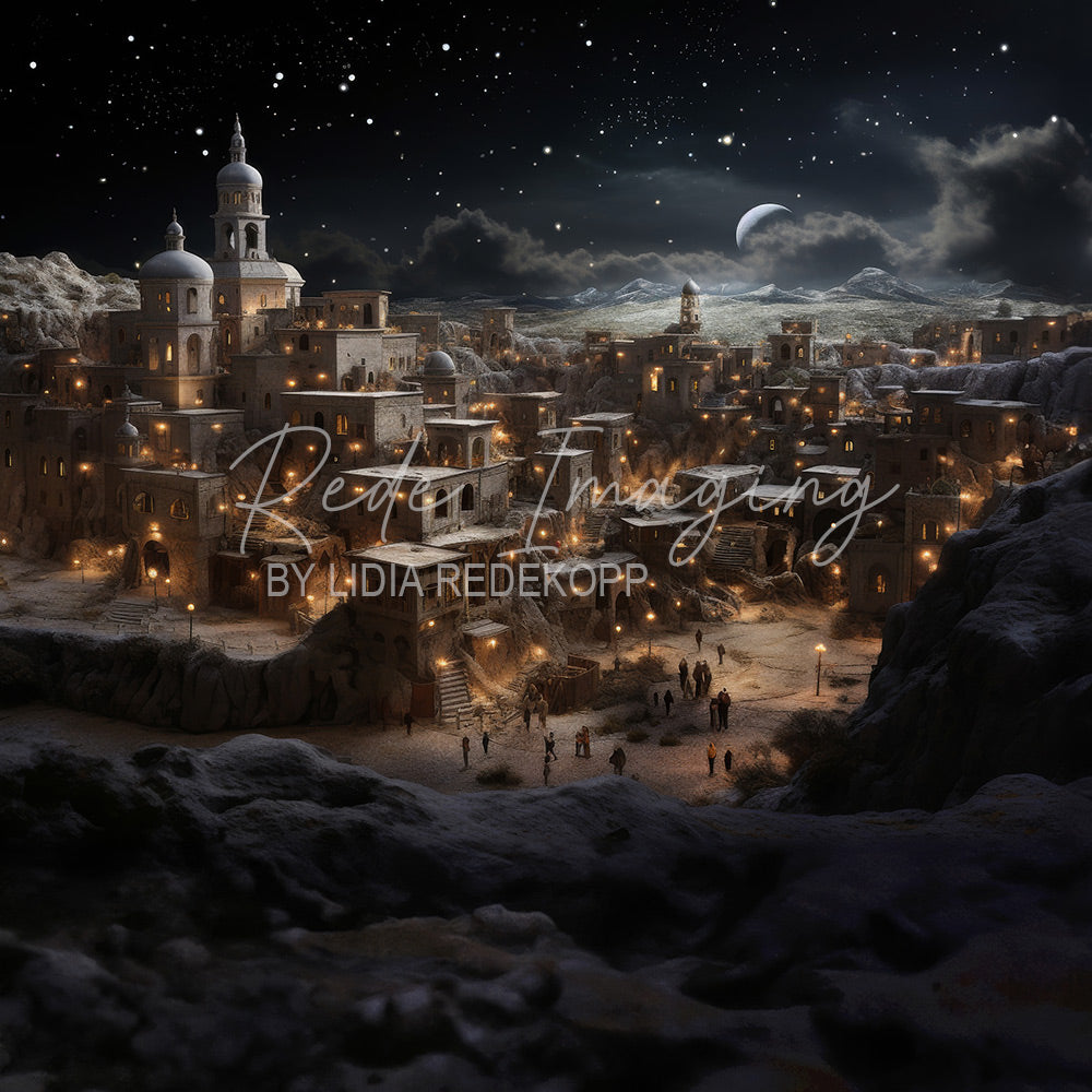 Avezano Magical Night Sky Village Photography Backdrop Designed By Lidia Redekopp