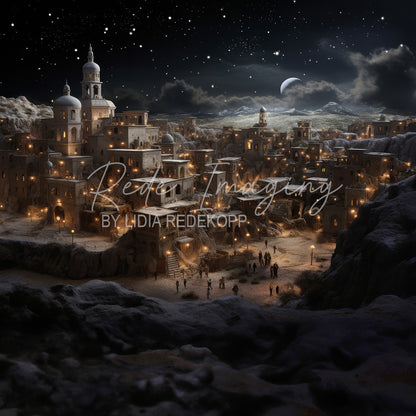 Avezano Magical Night Sky Village Photography Backdrop Designed By Lidia Redekopp