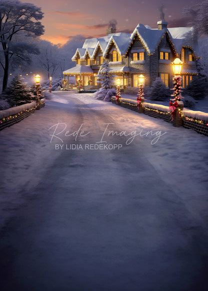 Avezano Enchanted Snowy Village Photography Backdrop Designed By Lidia Redekopp