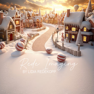 Avezano Whimsical Gingerbread Village Photography Backdrop Designed By Lidia Redekopp