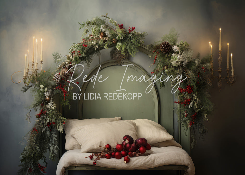 Avezano Christmas Greenery Bed Headboard Photography Backdrop Designed By Lidia Redekopp