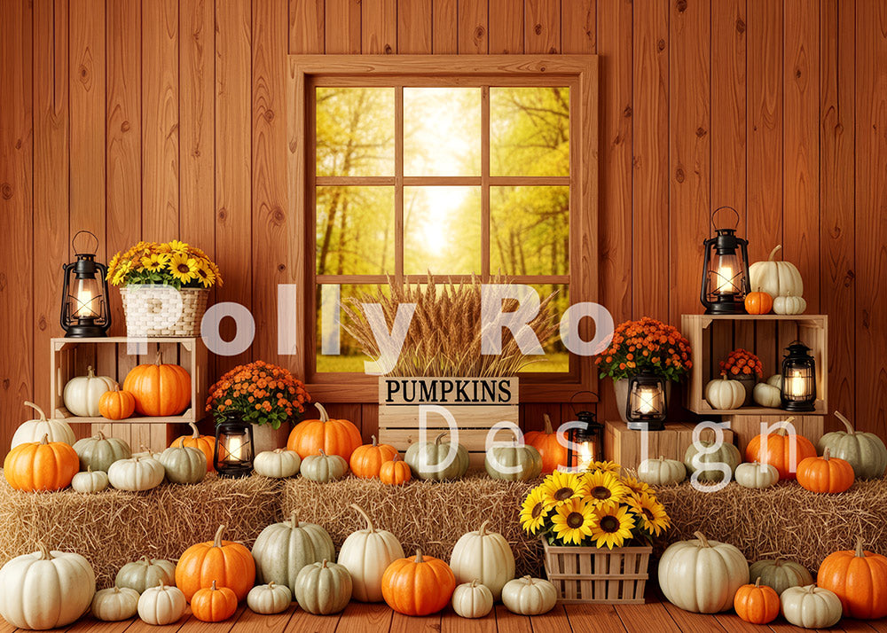 Avezano Rustic Autumn Pumpkin Photography Backdrop Designed By Polly Ro Design