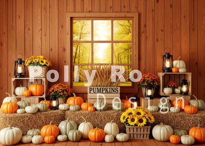 Avezano Rustic Autumn Pumpkin Photography Backdrop Designed By Polly Ro Design