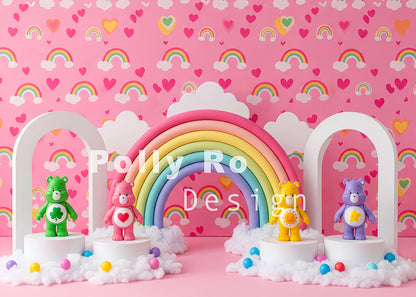 Avezano Rainbow and Bear Theme Photography Backdrop Designed By Polly Ro Design