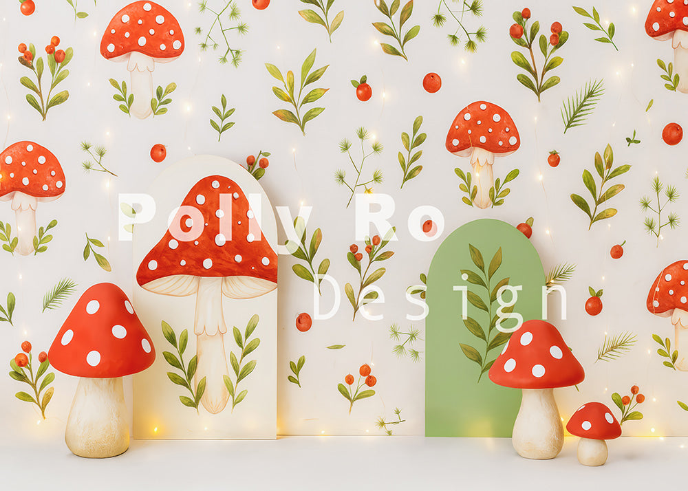 Avezano Mushroom Forest Pattern Photography Backdrop Designed By Polly Ro Design