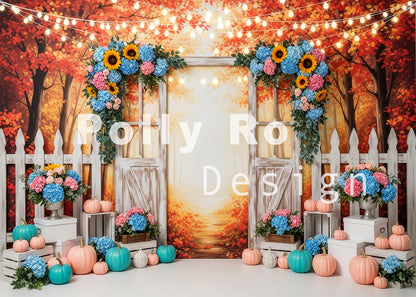 Avezano Autumn Floral Arch Photography Backdrop Designed By Polly Ro Design