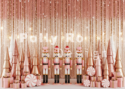 Avezano Pink Nutcracker Christmas Photography Backdrop Designed By Polly Ro Design