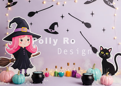 Avezano Witch Cat Broom Pumpkin Backdrop Designed By Polly Ro Design