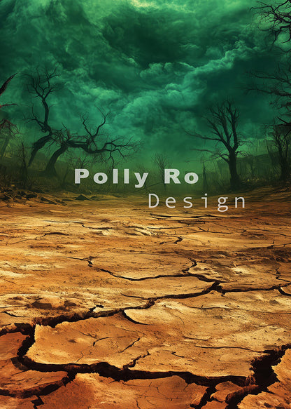 Avezano Eerie Green Cracked Land Backdrop Designed By Polly Ro Design
